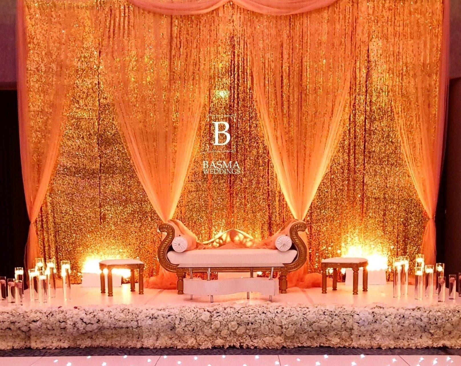 the Punjabi gold bride stage